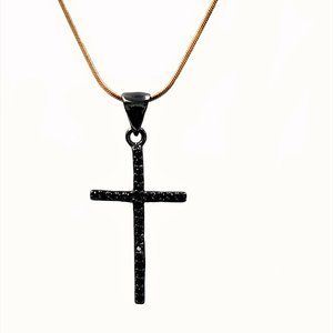 18" Rose Gold Plated Sterling Silver Cross Necklac